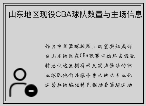 山东地区现役CBA球队数量与主场信息